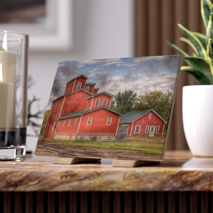 Aside the Tracks in Clifford Rustic Farmhouse Decorative Ceramic Tile 6" × 8" Glossy