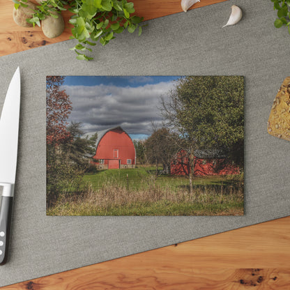 U R There Photography Genesee Road Red III Rustic Farmhouse Tempered-Glass Cutting Board