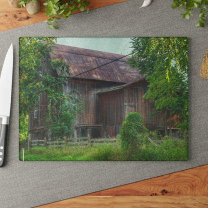 U R There Photography Oxford Rusted Red I Rustic Farmhouse Tempered-Glass Cutting Board
