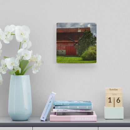U R There Photography Big Rusted Red Rustic Farmhouse Acrylic Analog Wall Clock