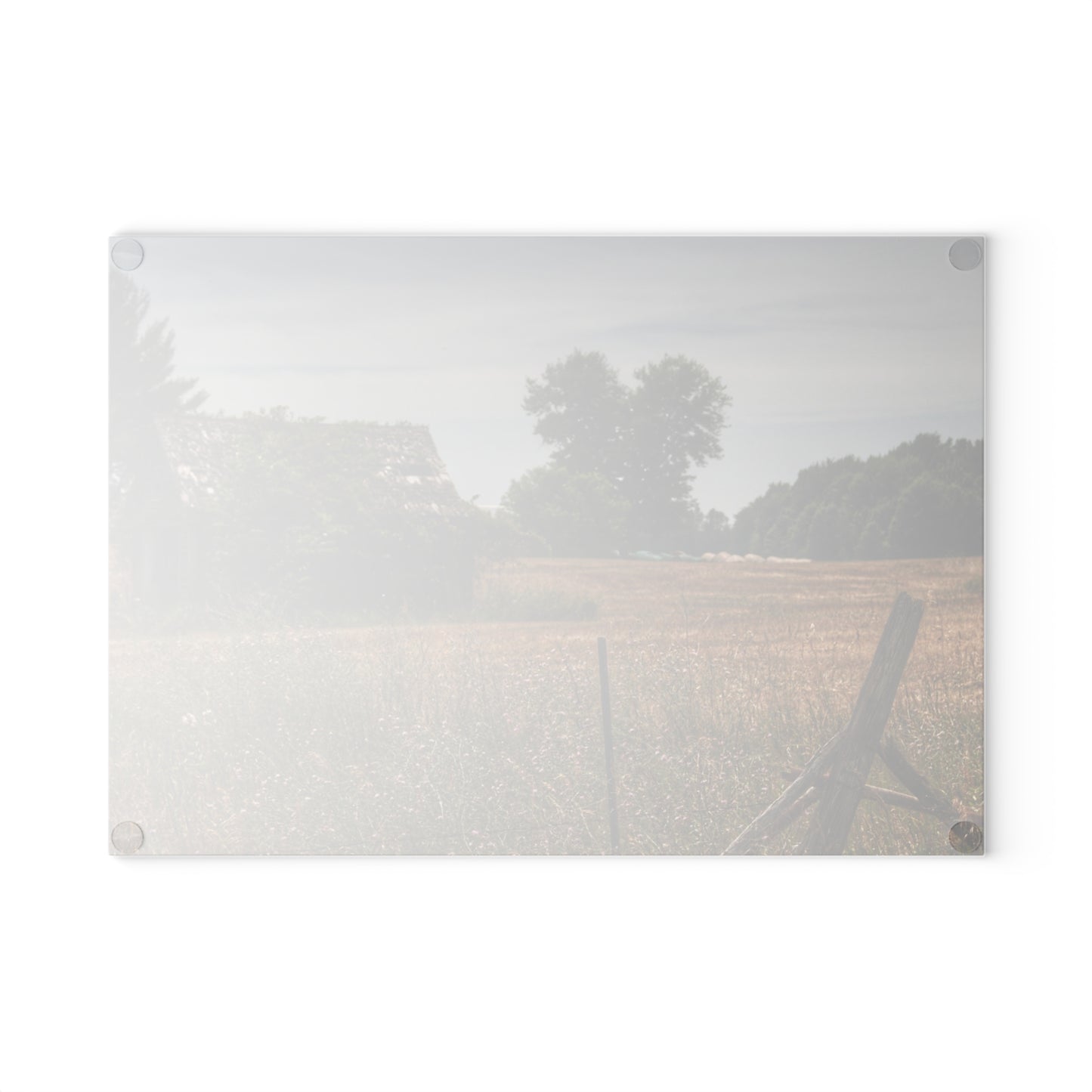 U R There Photography Waterman Road Shack Beyond the Fence Rustic Farmhouse Tempered-Glass Cutting Board
