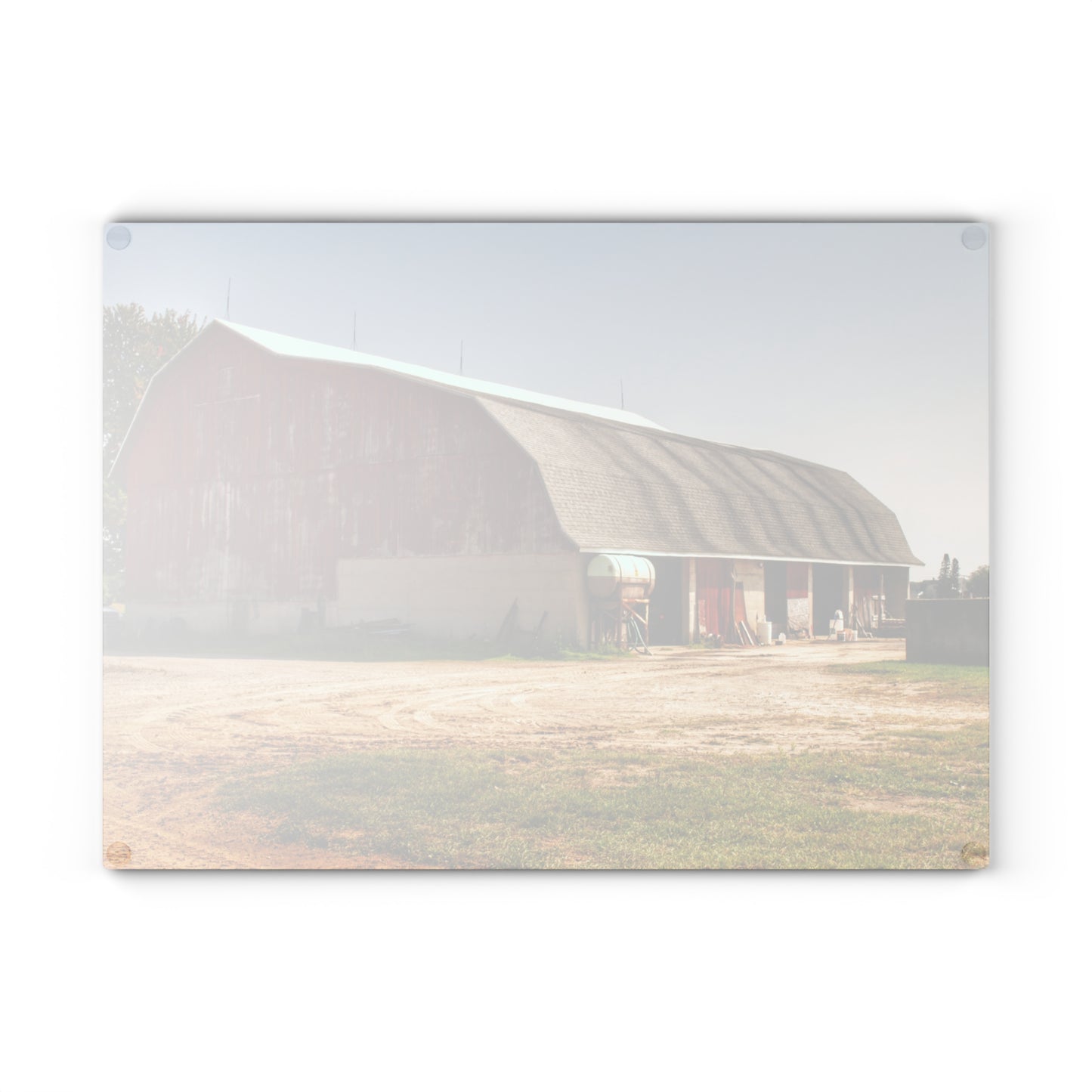 U R There Photography Quonset Barn Rustic Farmhouse Tempered-Glass Cutting Board