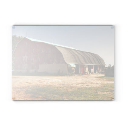 U R There Photography Quonset Barn Rustic Farmhouse Tempered-Glass Cutting Board