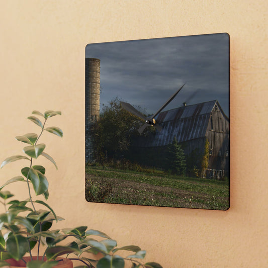 U R There Photography Collapsing in Croswell Rustic Farmhouse Acrylic Analog Wall Clock