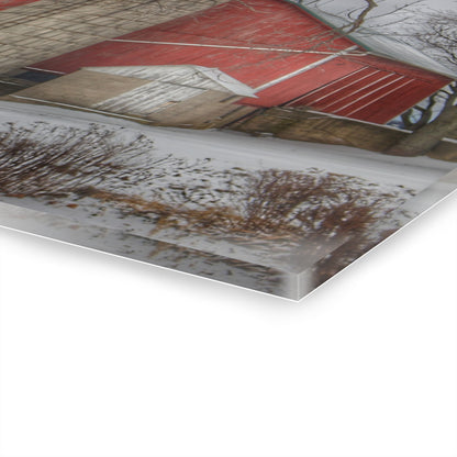 U R There Photography Frenchline Road Red in Winter Rustic Farmhouse Acrylic Wall Print