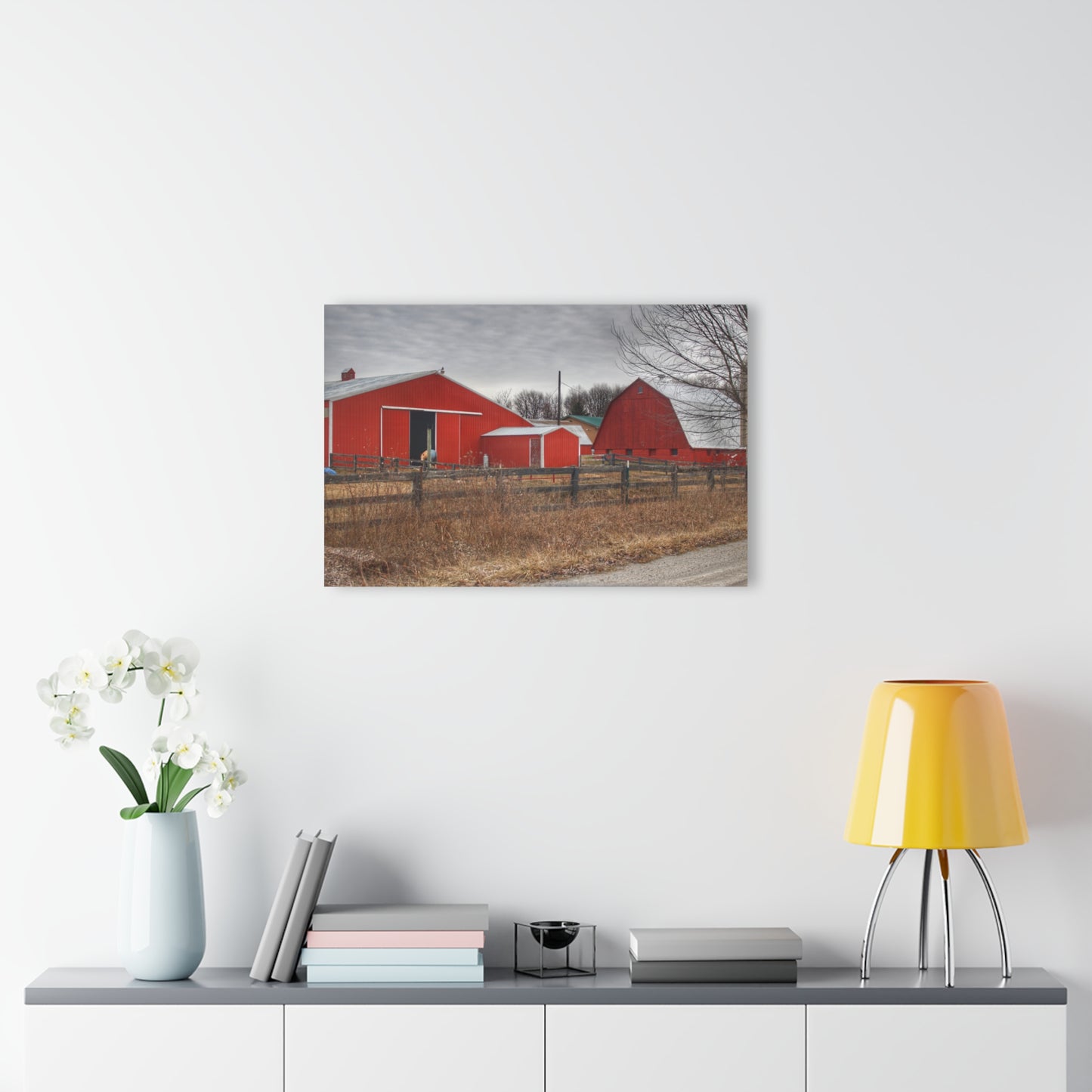 U R There Photography January Reds Rustic Farmhouse Acrylic Wall Print