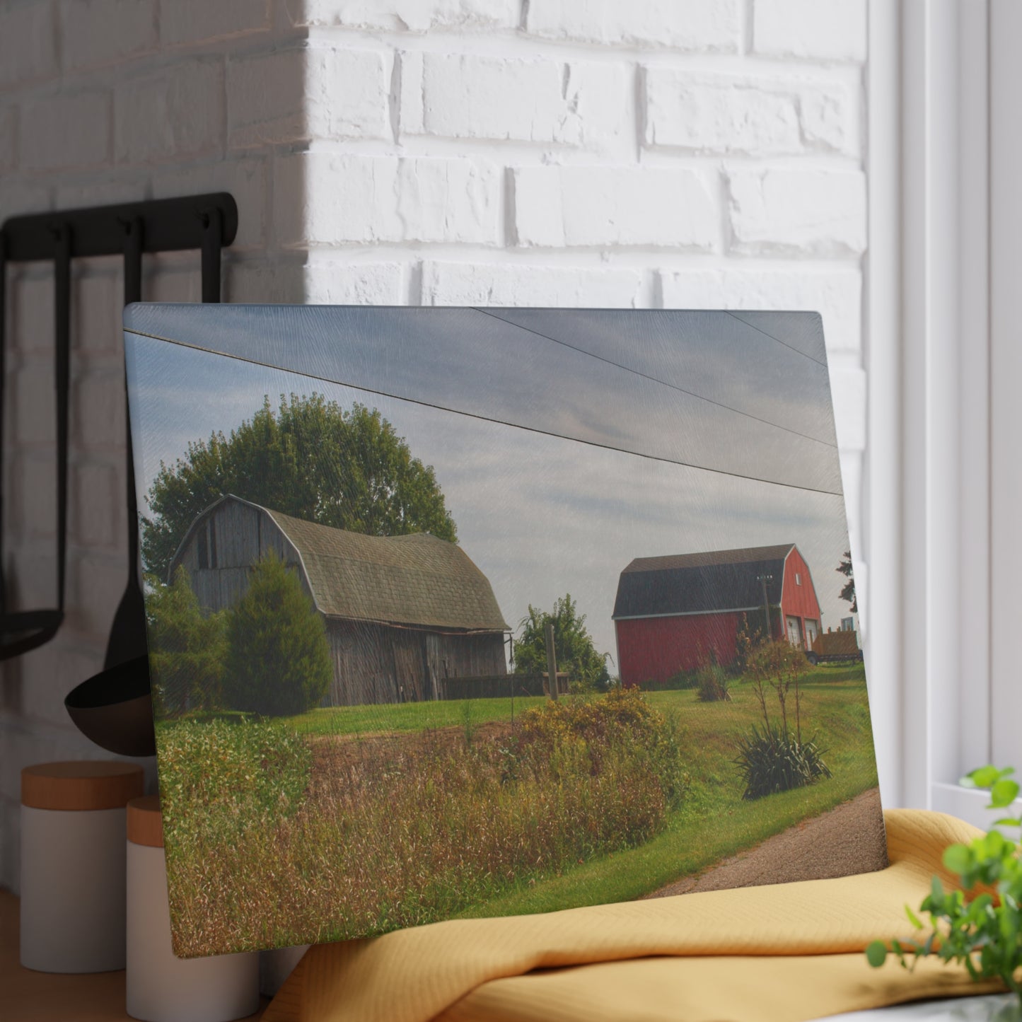 U R There Photography Schott Road Generations Rustic Farmhouse Tempered-Glass Cutting Board