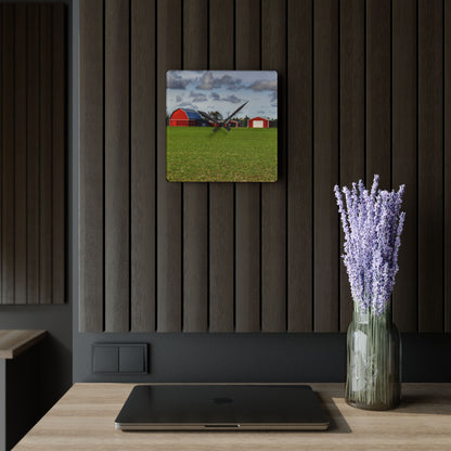 U R There Photography Dehmel Road Farm I Rustic Farmhouse Acrylic Analog Wall Clock