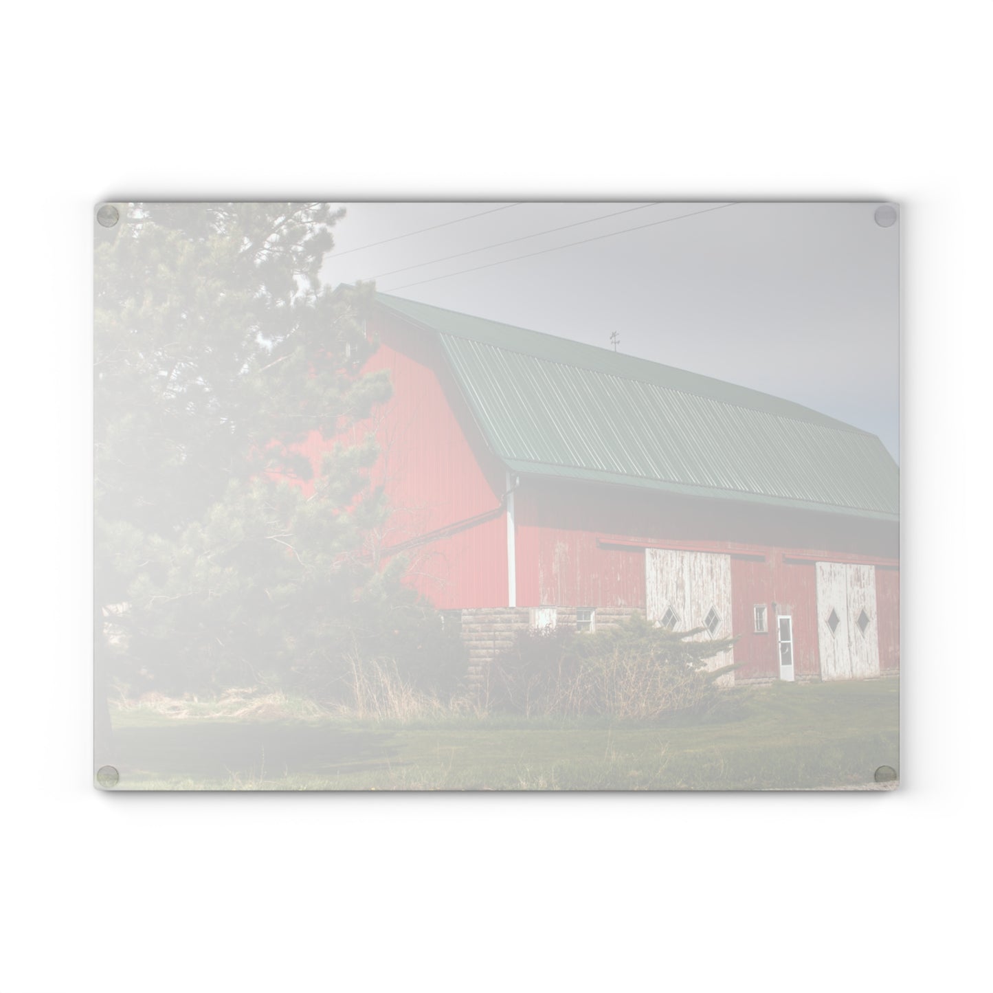 U R There Photography McAlpine Hidden Red Rustic Farmhouse Tempered-Glass Cutting Board