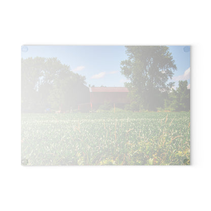 U R There Photography Canada Road Hidden Red Rustic Farmhouse Tempered-Glass Cutting Board