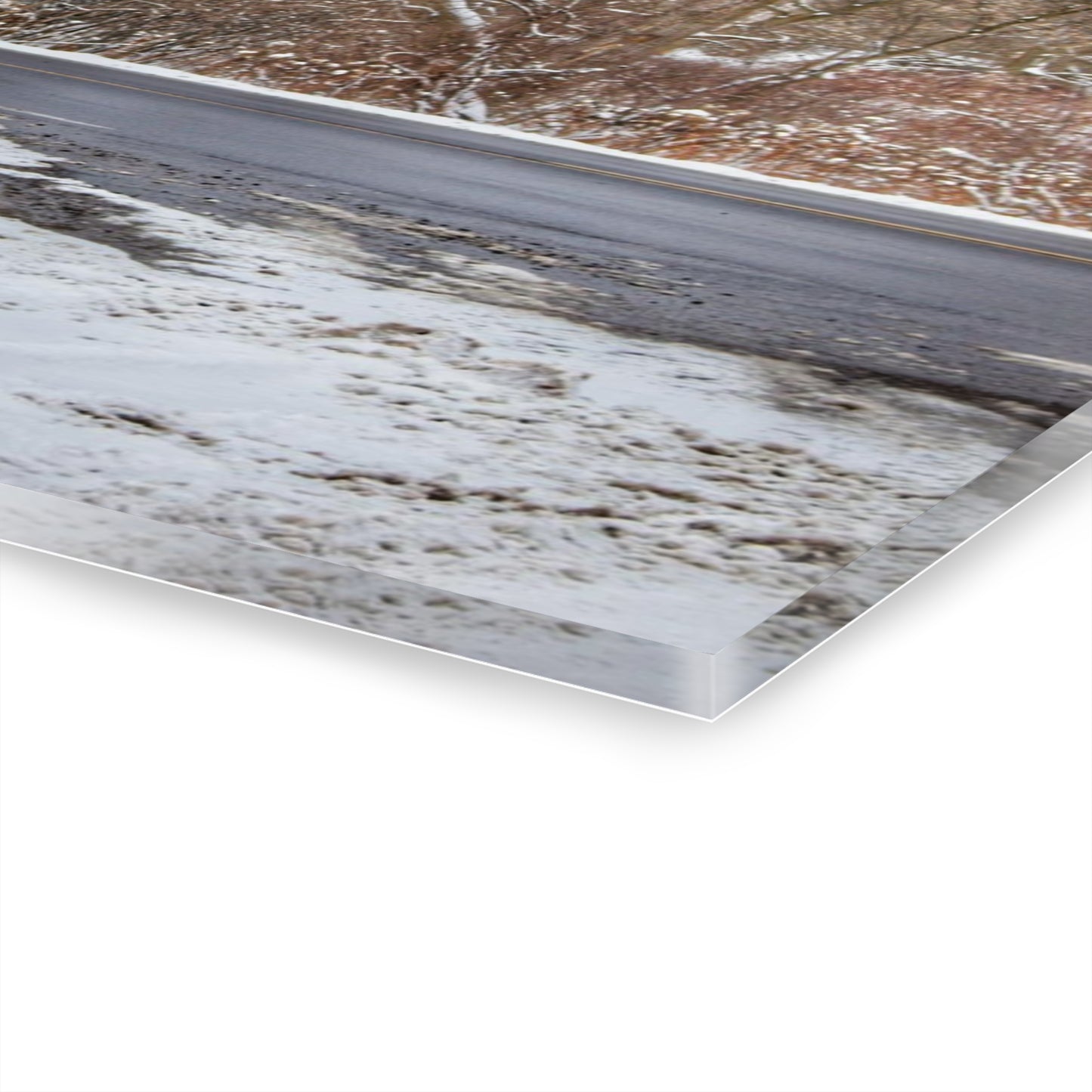 U R There Photography Dodge Road Winter Red Rustic Farmhouse Acrylic Wall Print