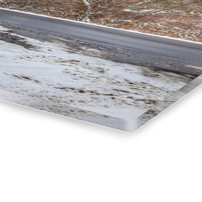 U R There Photography Dodge Road Winter Red Rustic Farmhouse Acrylic Wall Print