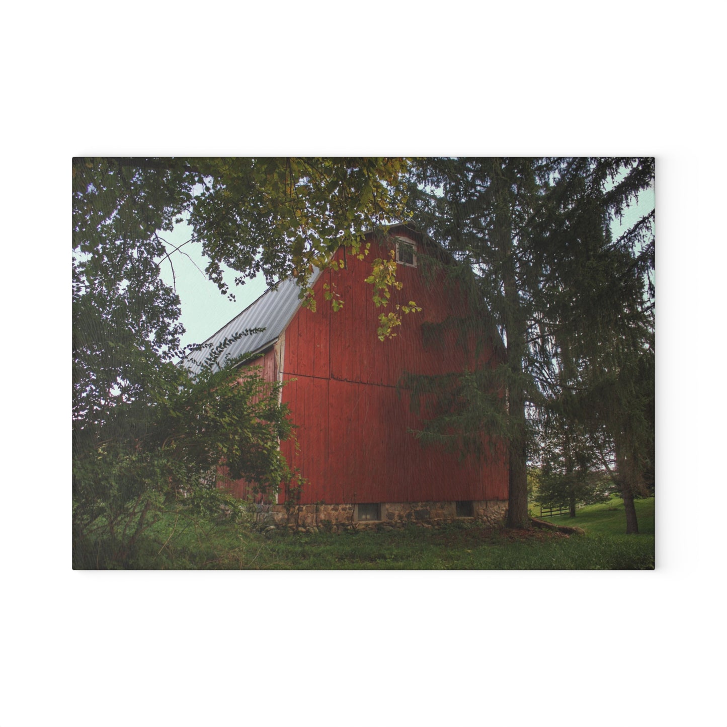 U R There Photography Hough Road Red I Rustic Farmhouse Tempered-Glass Cutting Board