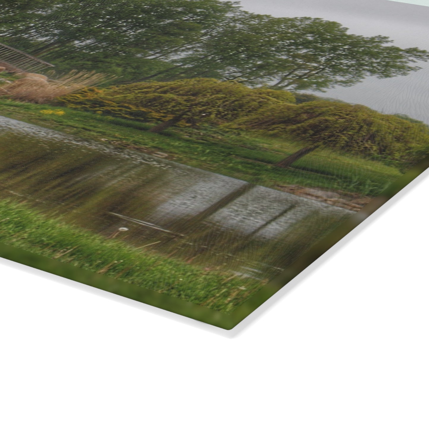 U R There Photography Bridge of Summer Road I Rustic Farmhouse Tempered-Glass Cutting Board