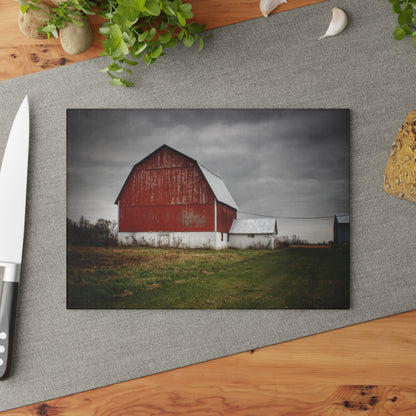 U R There Photography Mills Road Red II Rustic Farmhouse Tempered-Glass Cutting Board
