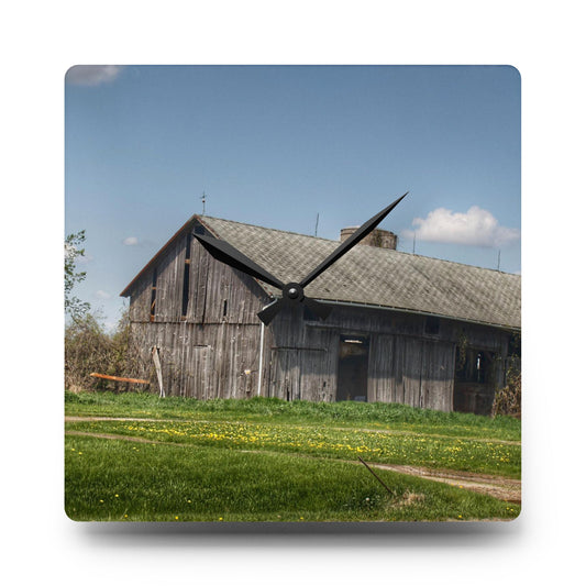 U R There Photography Wilder Road Grey II Rustic Farmhouse Acrylic Analog Wall Clock 10.75'' × 10.75'' (Square)