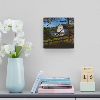 U R There Photography Oakwood Road White I Rustic Farmhouse Acrylic Analog Wall Clock