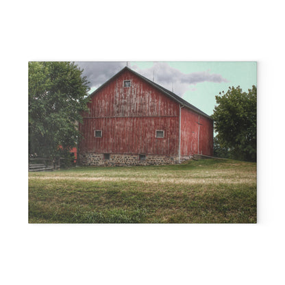 U R There Photography Five Lakes Red II Rustic Farmhouse Tempered-Glass Cutting Board