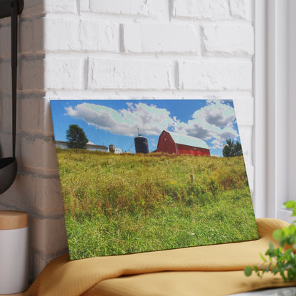 U R There Photography South Henderson Road Hilltop Red II Rustic Farmhouse Tempered-Glass Cutting Board
