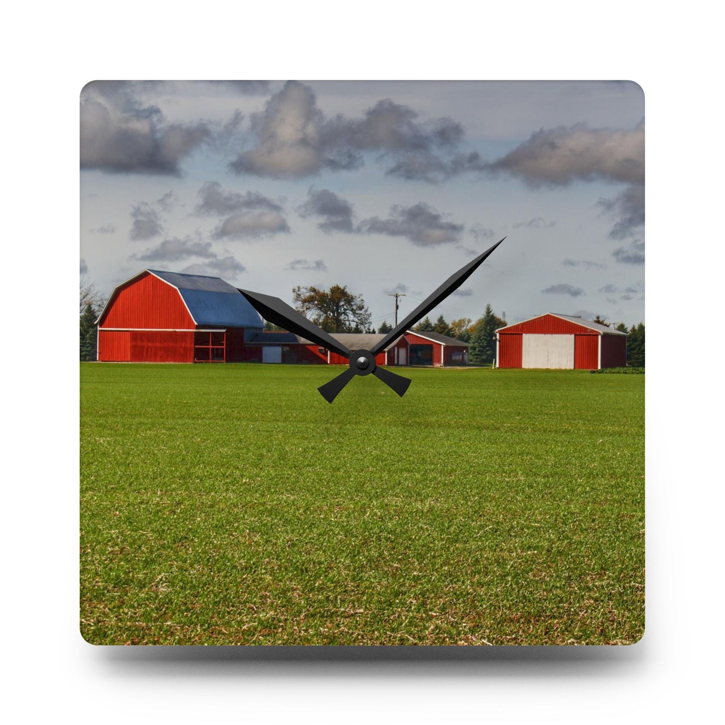 U R There Photography Dehmel Road Farm I Rustic Farmhouse Acrylic Analog Wall Clock