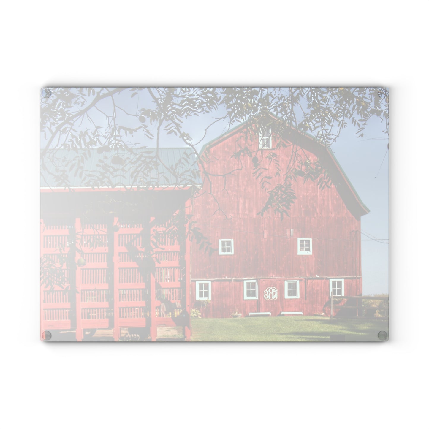 Barn Boutique Rustic Tempered-Glass Cutting Board| Gardner Road Red I