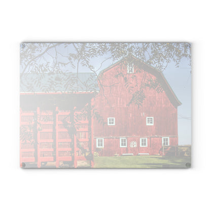 Barn Boutique Rustic Tempered-Glass Cutting Board| Gardner Road Red I