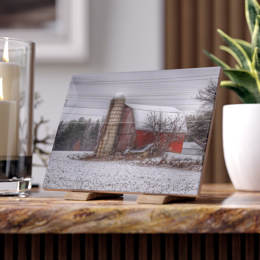 U R There Photography Arbela Road Red Rustic Farmhouse Decorative Ceramic Tile