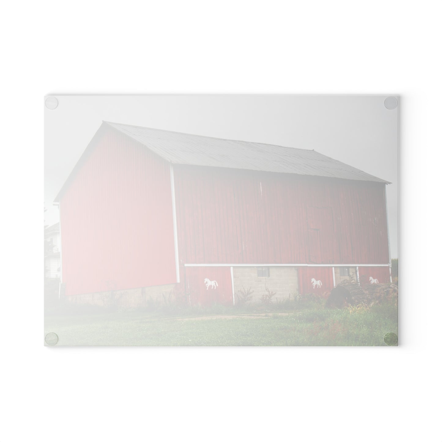 U R There Photography Brown Road Horse Barn II Rustic Farmhouse Tempered-Glass Cutting Board