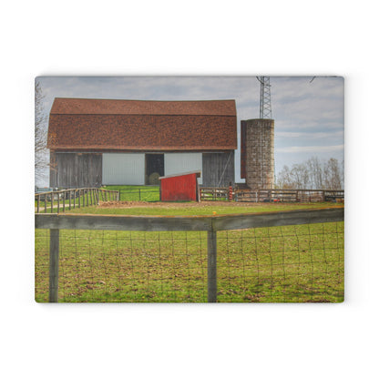 U R There Photography North Vassar Road Grey Rustic Farmhouse Tempered-Glass Cutting Board