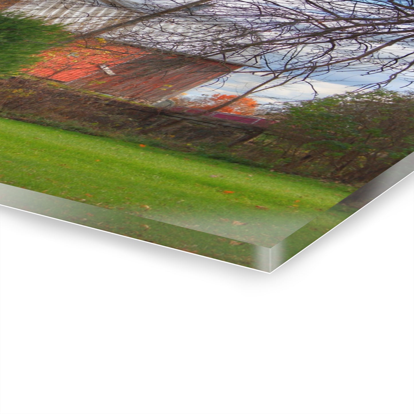 U R There Photography Millis Road Hidden Red Rustic Farmhouse Acrylic Wall Print