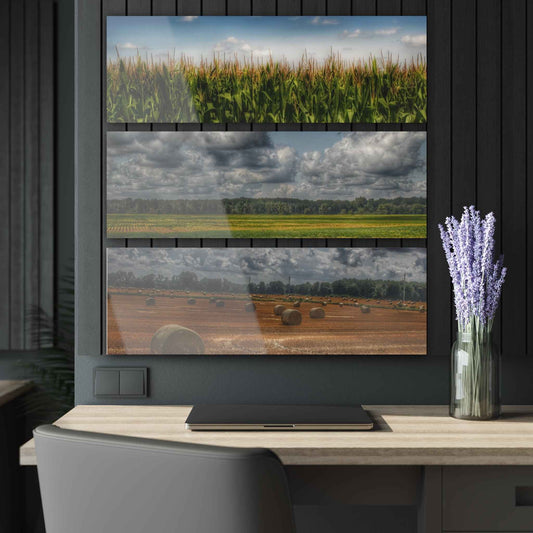 U R There Photography Lay of the Land Rustic Farmhouse 3-Panel Acrylic Wall Print 36" x 12" (Horizontal) 0.25''
