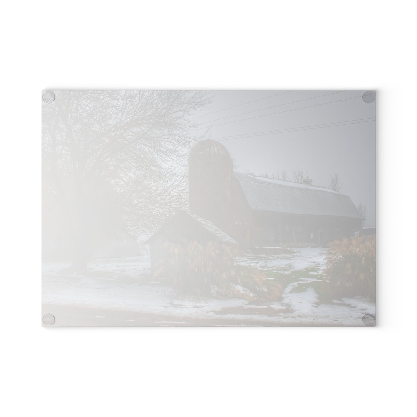 U R There Photography Ludwig Road Greys in the Fog Rustic Farmhouse Tempered-Glass Cutting Board
