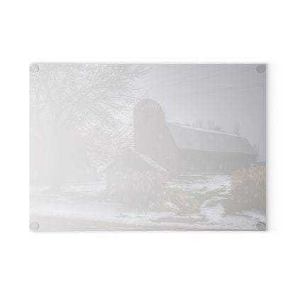 U R There Photography Ludwig Road Greys in the Fog Rustic Farmhouse Tempered-Glass Cutting Board