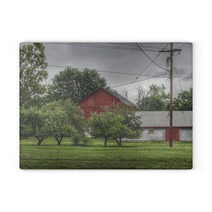 U R There Photography Hidden Red of M-24 Rustic Farmhouse Tempered-Glass Cutting Board