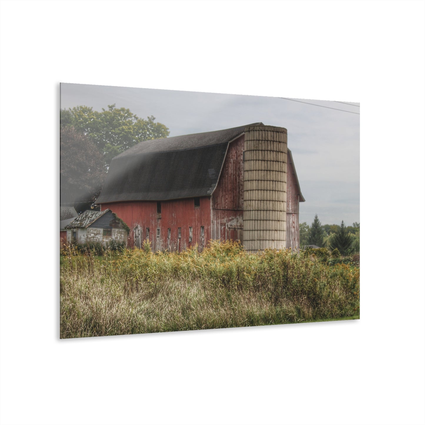 U R There Photography McDowell Road Old Red and Little White Rustic Farmhouse Acrylic Wall Print