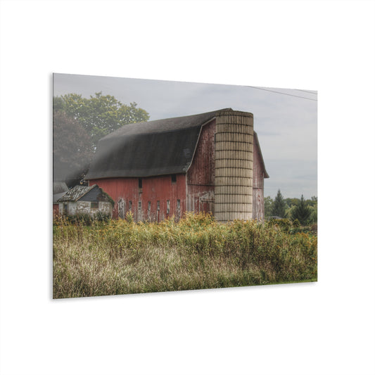 U R There Photography McDowell Road Old Red and Little White Rustic Farmhouse Acrylic Wall Print