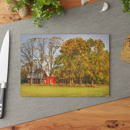 U R There Photography Barkley Road Red II Rustic Farmhouse Tempered-Glass Cutting Board