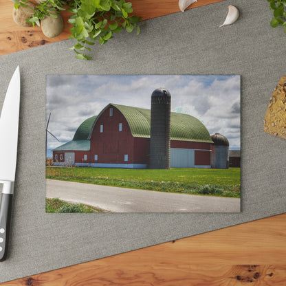 U R There Photography Rescue Road Red Rustic Farmhouse Tempered-Glass Cutting Board