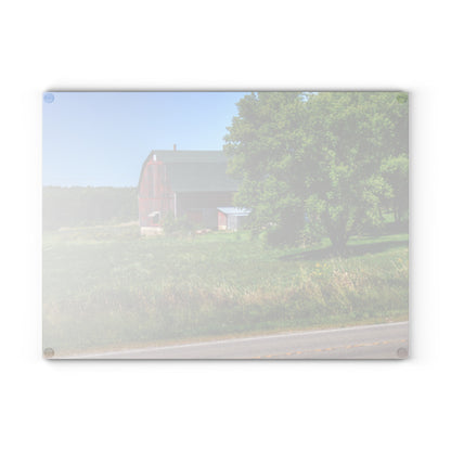 U R There Photography Clark Road Hillside Red II Rustic Farmhouse Tempered-Glass Cutting Board