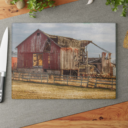 U R There Photography Irish Road Old Red I Rustic Farmhouse Tempered-Glass Cutting Board 8"x 11"