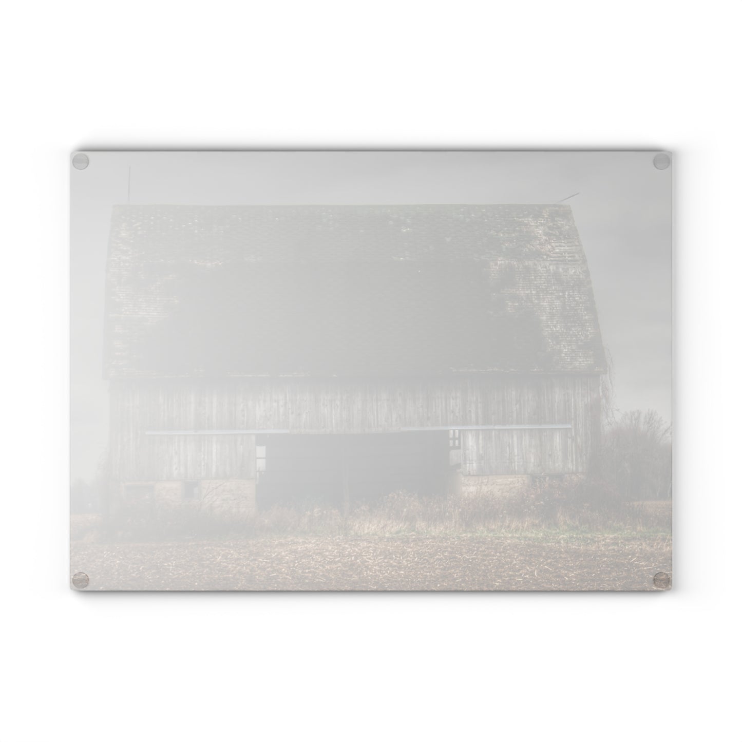 U R There Photography Stone Road Old Grey II Rustic Farmhouse Tempered-Glass Cutting Board