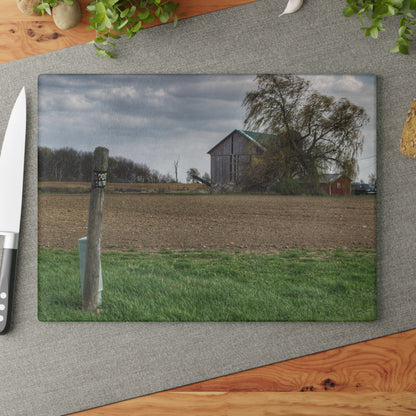 U R There Photography Cedar Creek Road Grey Rustic Farmhouse Tempered-Glass Cutting Board