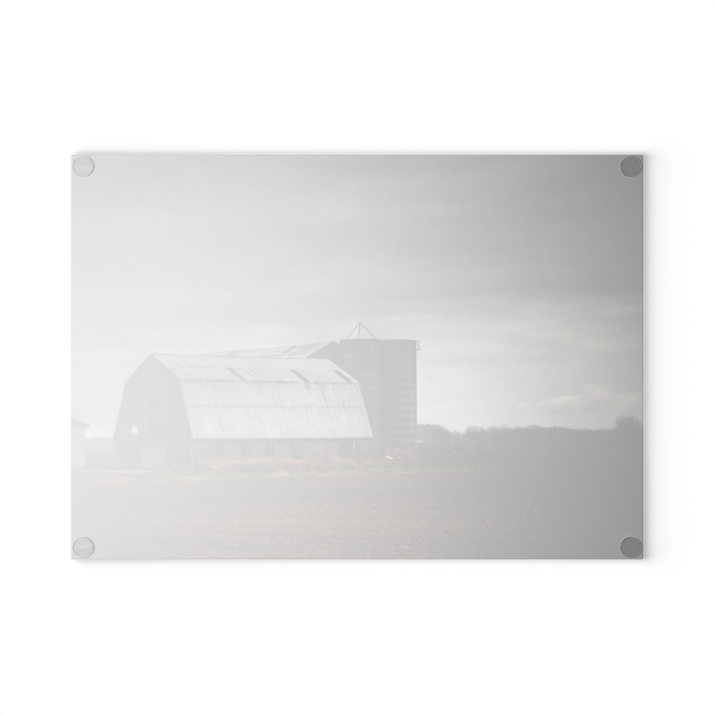 U R There Photography North Gates Road Old Grey II Rustic Farmhouse Tempered-Glass Cutting Board