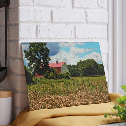 U R There Photography Northern White Rustic Farmhouse Tempered-Glass Cutting Board 8 "x 11"