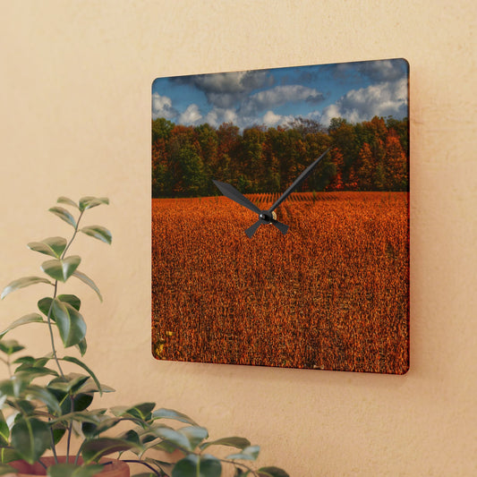 U R There Photography Fall on Murphy Lake I Rustic Farmhouse Acrylic Analog Wall Clock