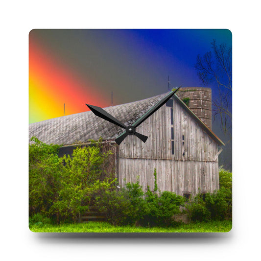 U R There Photography Wilder Road Wonderment Rustic Farmhouse Acrylic Analog Wall Clock 10.75'' × 10.75'' (Square)