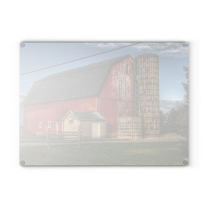 U R There Photography Brown City Lincoln Street Red Rustic Farmhouse Tempered-Glass Cutting Board