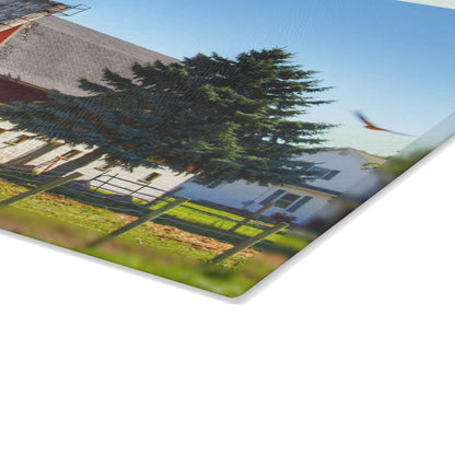 U R There Photography Hunters Creek Road Cow Barn I Rustic Farmhouse Tempered-Glass-Cutting Board
