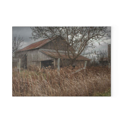U R There Photography Grey Saltbox Rustic Farmhouse Tempered-Glass Cutting Board