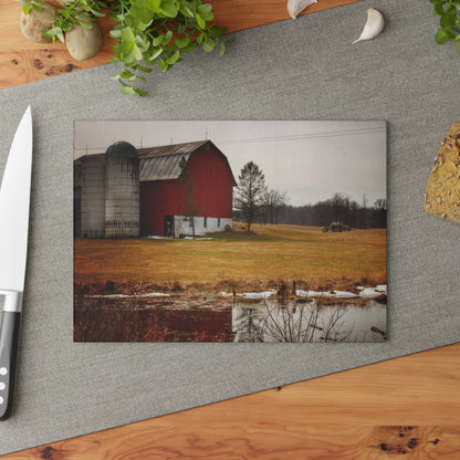 U R There Photography Havenss Road Red Rustic Farmhouse Tempered-Glass Cutting Board